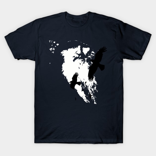 Scandinavian Ancient God Odin With Ravens T-Shirt by taiche